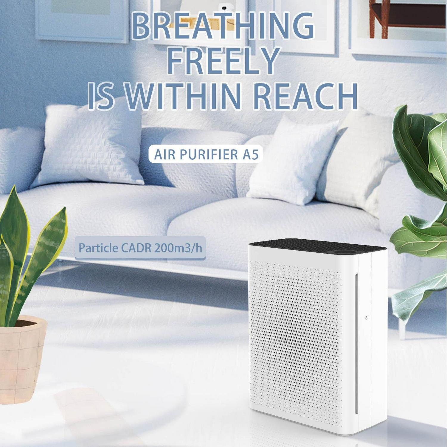 Olansi Air Purifiers for Home， 24H Timer， and 30dB Quiet Sleep Mode， True HEPA Filter， KJ200G-A5A