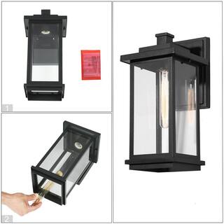 LNC Modern 1-Light Matte Black Outdoor Wall Lantern Sconce with Clear Glass Shade for Pool HouseFront Porch Wall Light MJZF2EHD1156W68