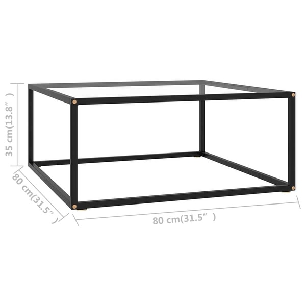 Coffee Table Black with Tempered Glass 31.5