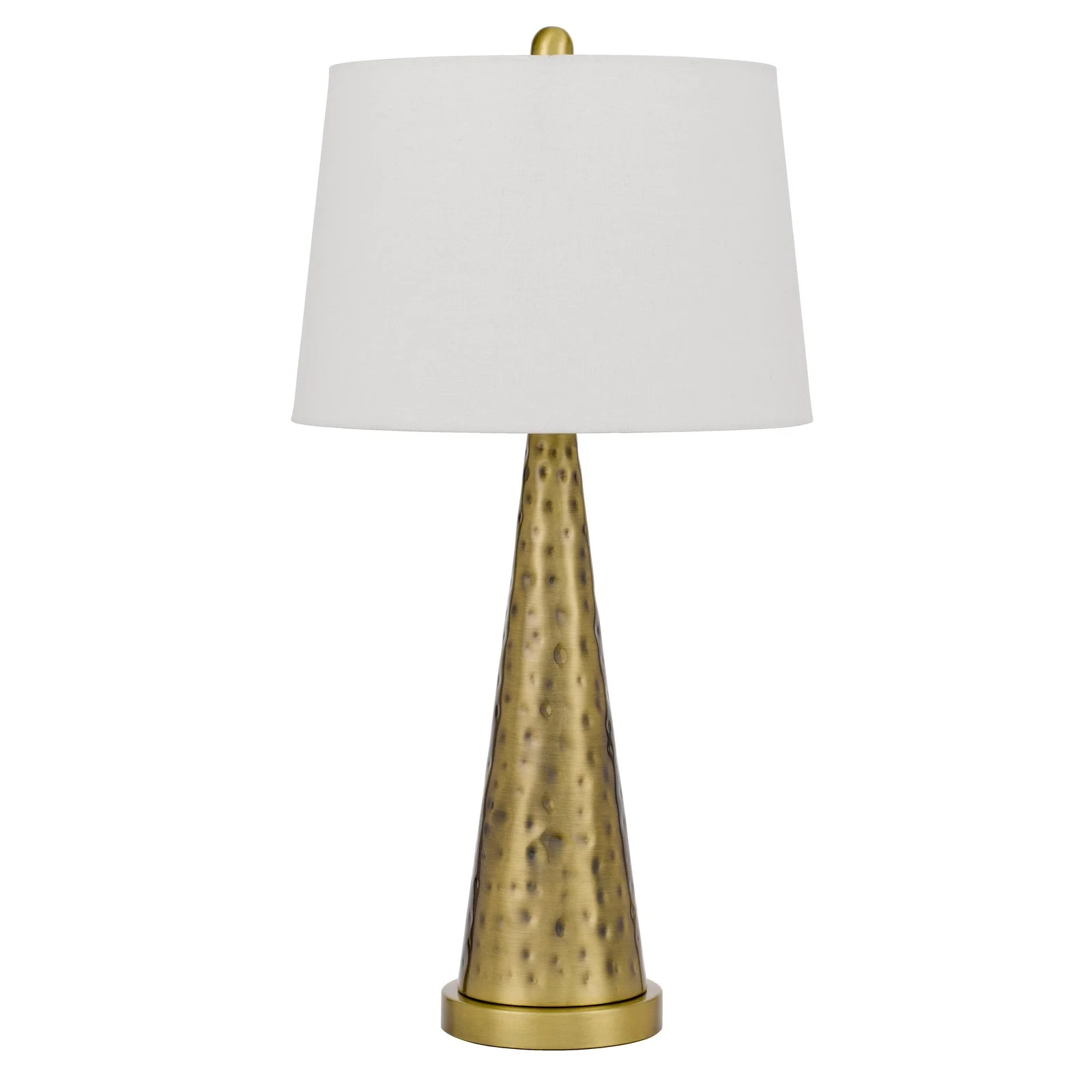 27 Inch Table Lamp with Metal Cone Hammered Brass Base