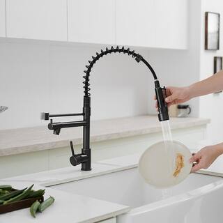 Fapully Single-Handle Pull-Down Sprayer Kitchen Faucet Single Hole Deck Mounted in Oil Rubbed Bronze FA-1018ORB