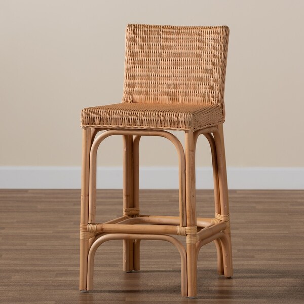 Athena Modern and Contemporary Natural Finished Rattan Counter Stool