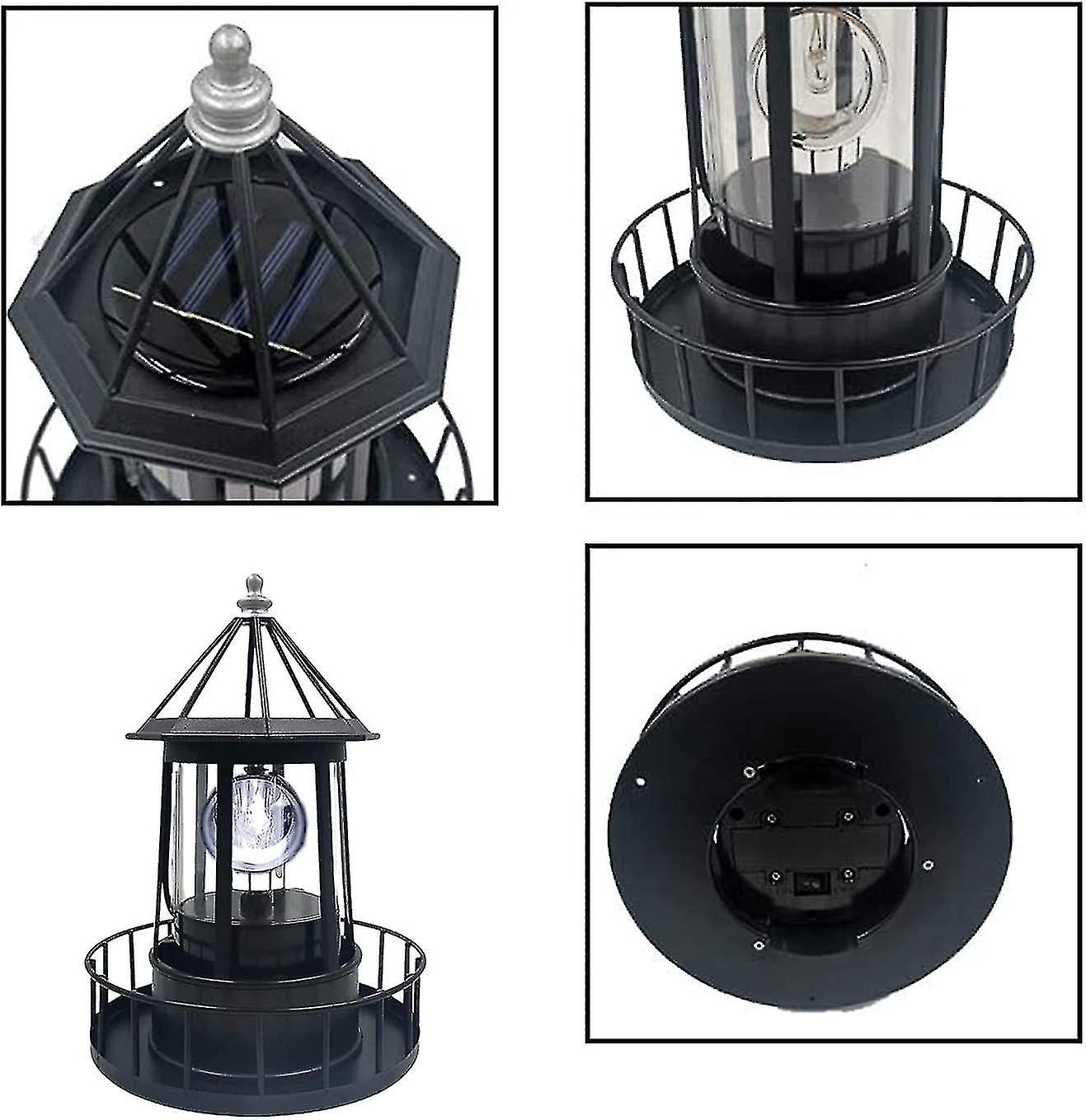 Led Solar Powered Lighthouse， 360 Degree Rotating Lamp Courtyard Decoration Waterproof Garden Smoke Towers Statue Lights For Outdoor Garden Pathway Pa