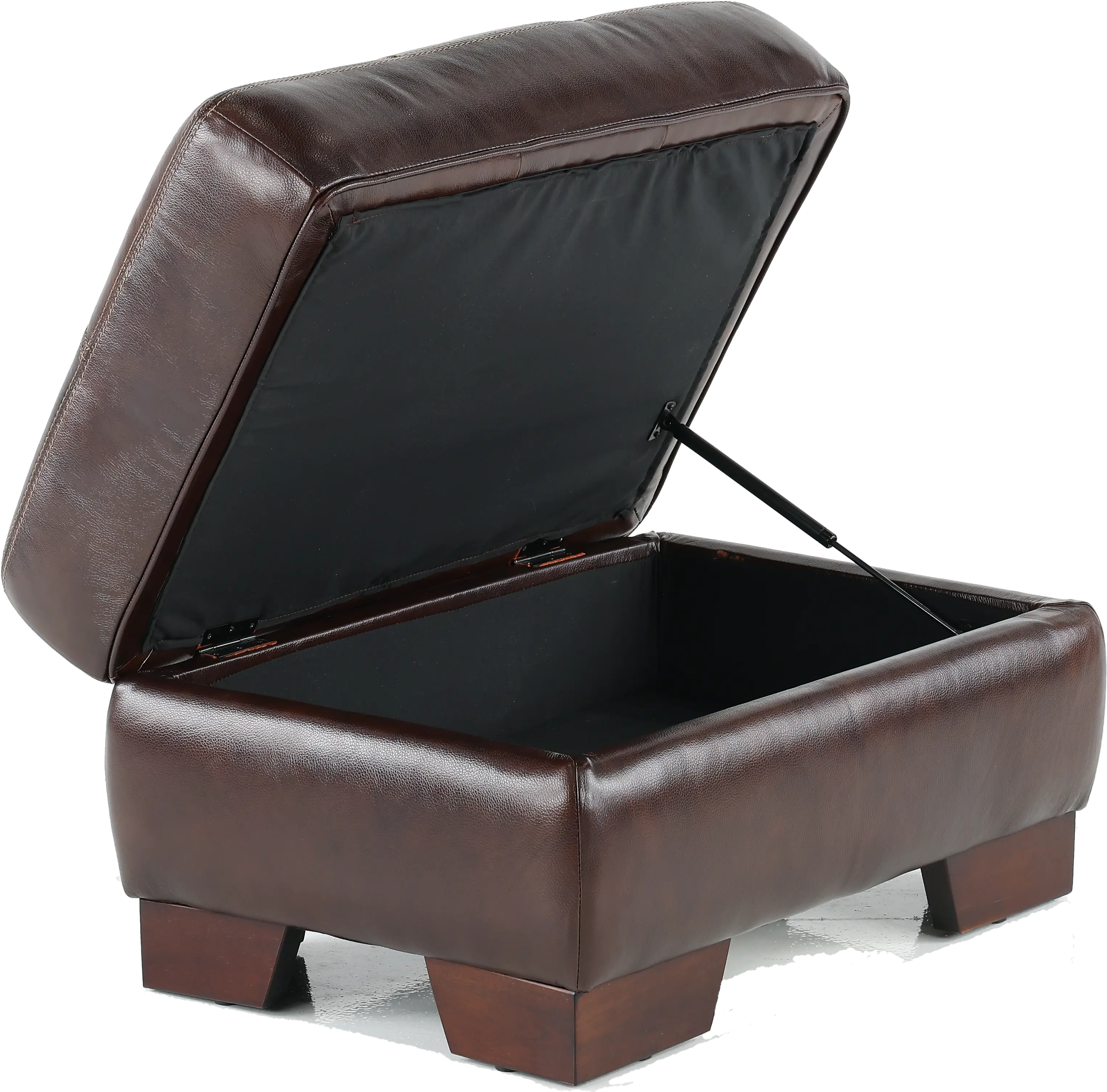 Amarillo Walnut Brown Leather Ottoman