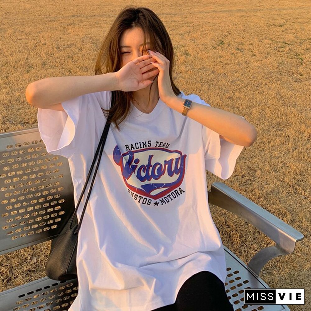 Spring Summer All Match Print Letter T Shirt Women O Neck Short Sleeve Mujer Tees Street Wear Lady Tops Harajuku Style New