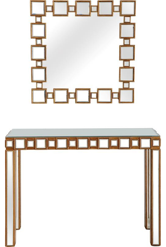 Camden Isle Orion Wall Mirror and Mirrored Console Table   Contemporary   Console Tables   by Homesquare  Houzz