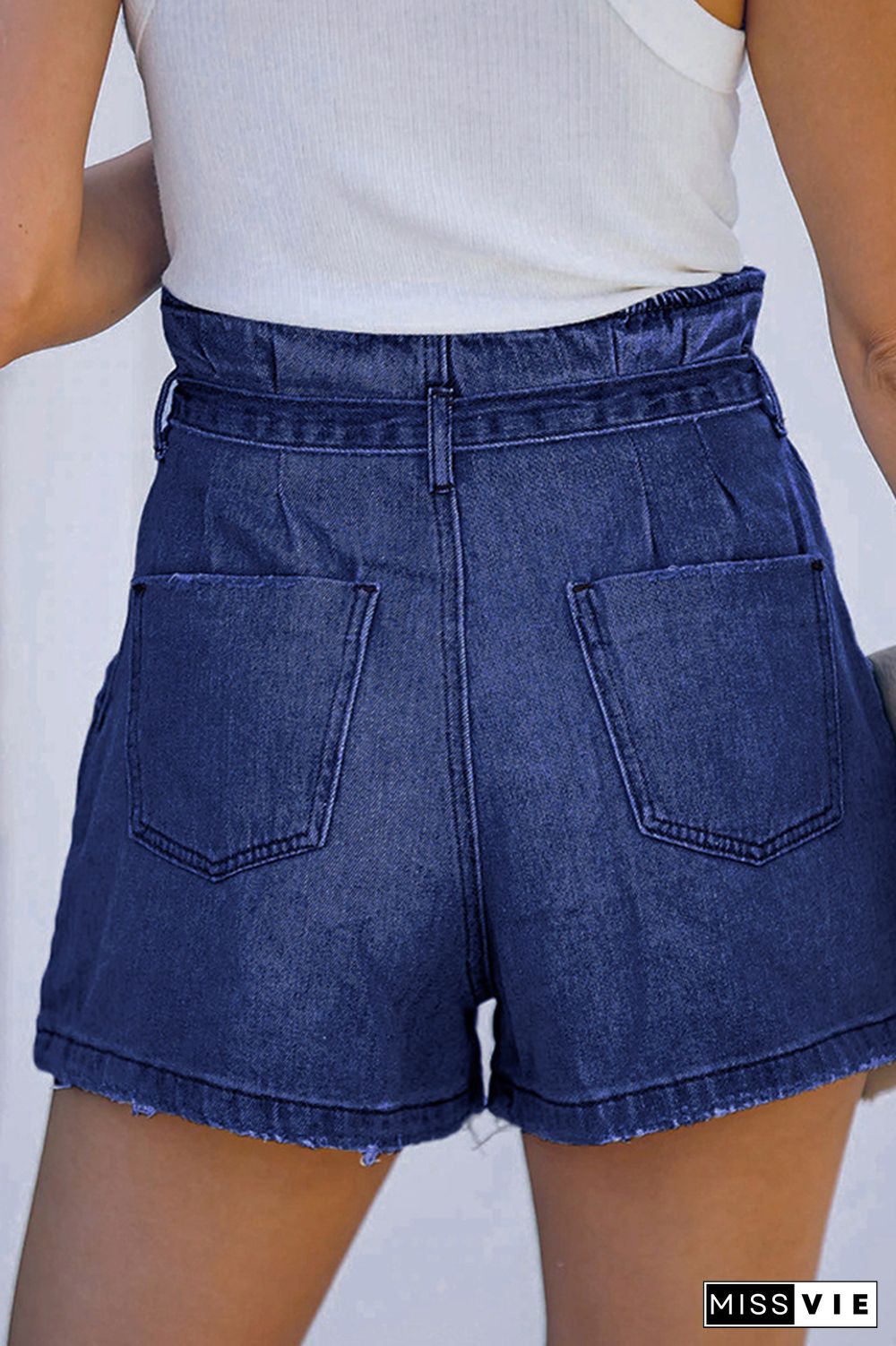 Denim Elastic Waist Pocket Jeans Short Wholesale