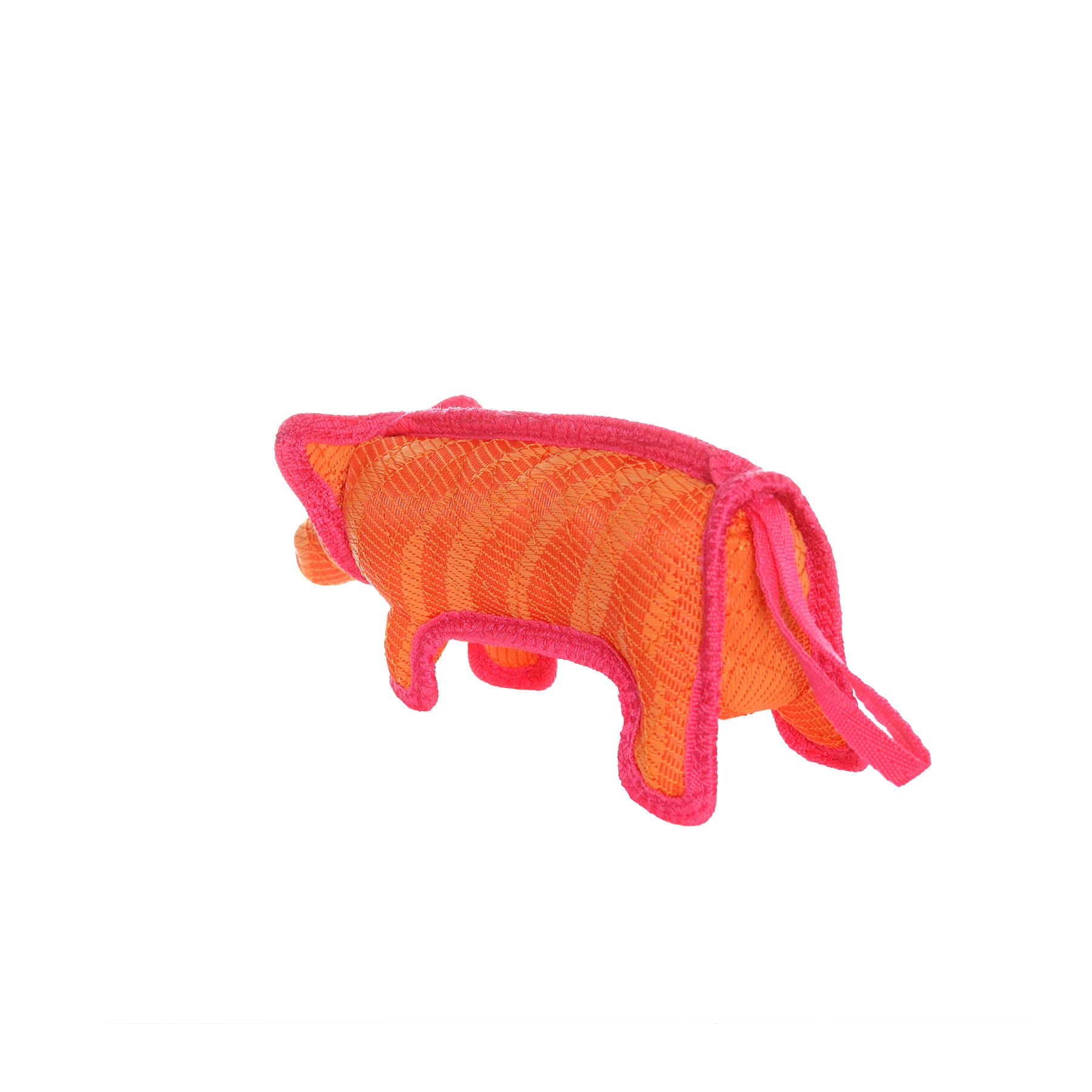 DuraForce Durable Woven Fiber Pig Dog Toy with Squeaker， Orange