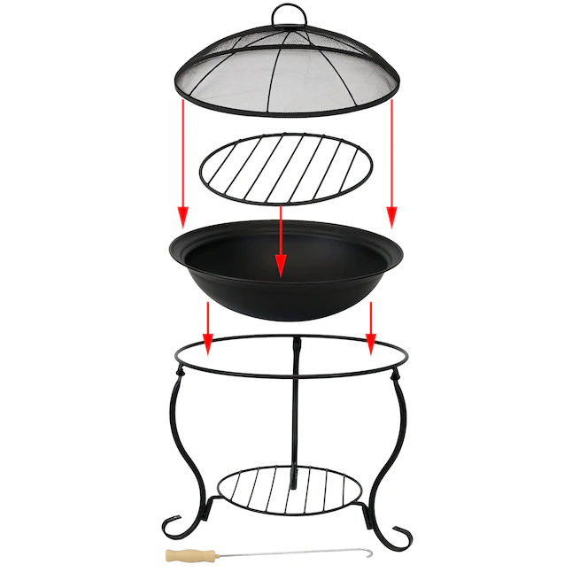 Sunnydaze Decor RCM-LG171 18.75-in W Black Steel Wood-Burning Fire Pit