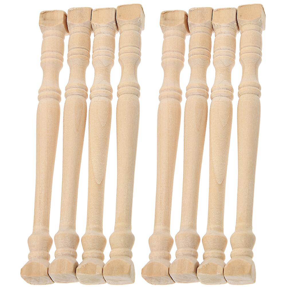 8pcs Mini Wood Roman Pillars Model Mini House Pillar Micro Landscape Pillar Decoration