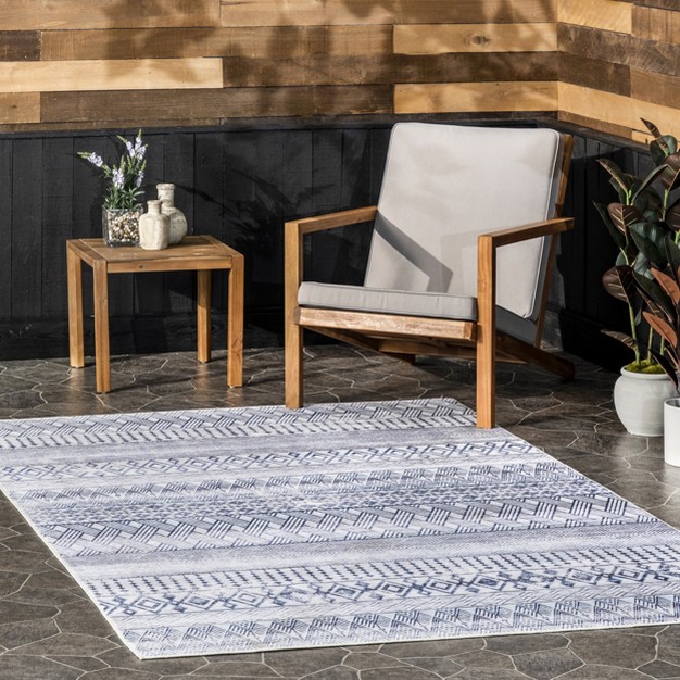 Nuloom Codi Moroccan Banded Machine Washable Indoor outdoor Patio Area Rug