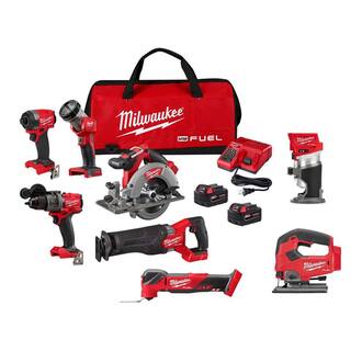 MW M18 FUEL 18-Volt Lithium-Ion Brushless Cordless Combo Kit (5-Tool) with Multi Tool Jig Saw and Compact Router 3697-25-2836-20-2737-20-2723-20