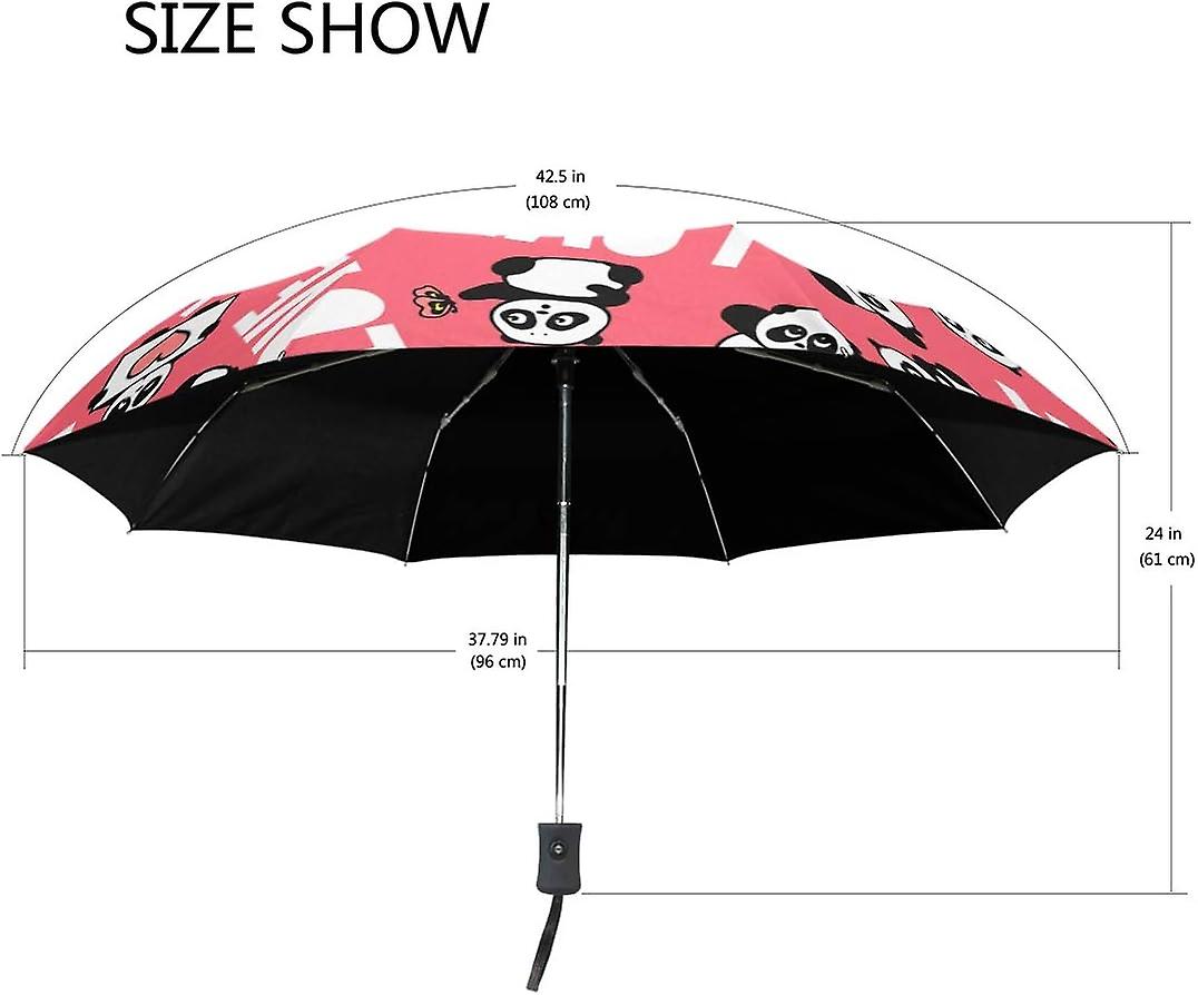 Travel Umbrella Automatic Windproof Foldable Umbrella Pandas Full Of Love