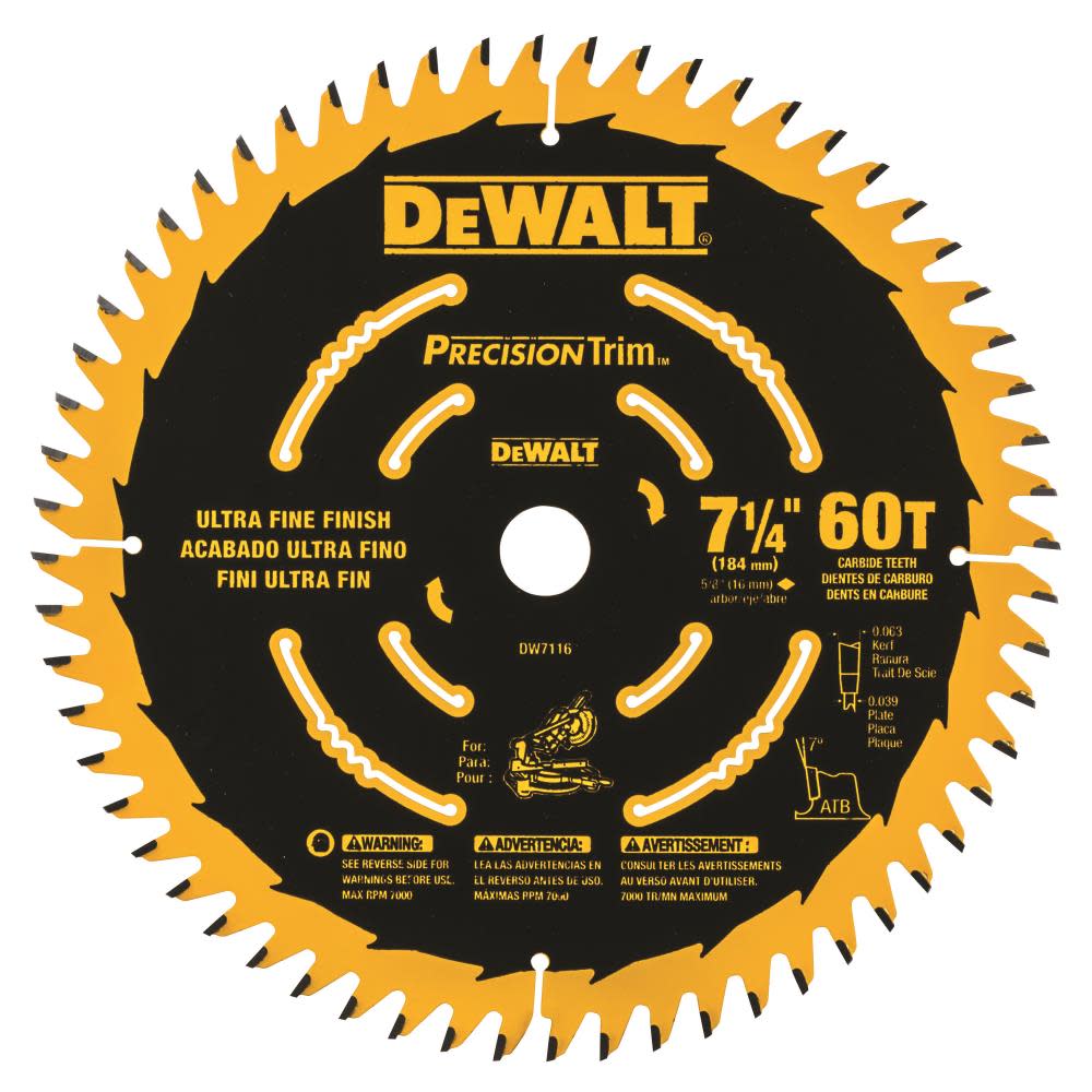 DEWALT Cordless Miter Saw Blade 7-1/4 In. 60T DW7116PT from DEWALT