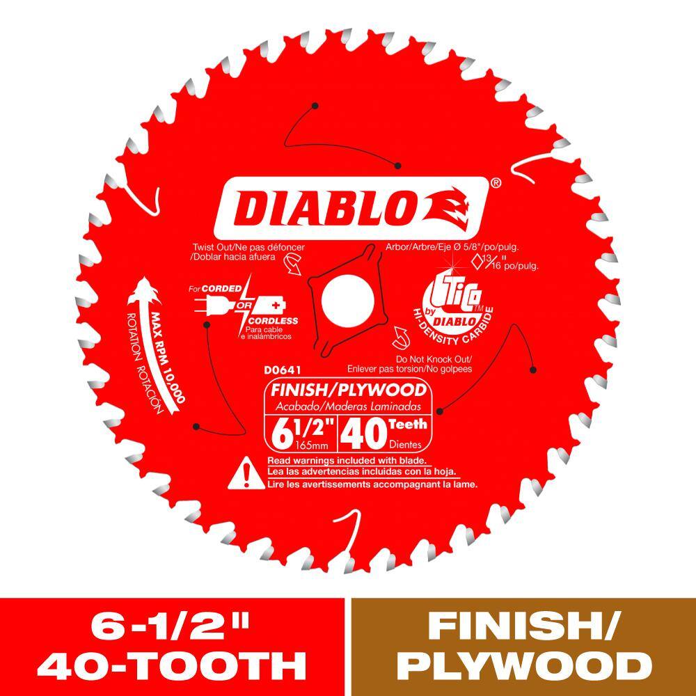 DIABLO 6-12 in. x 40-Tooth Finish Circular Saw Blade D0641R