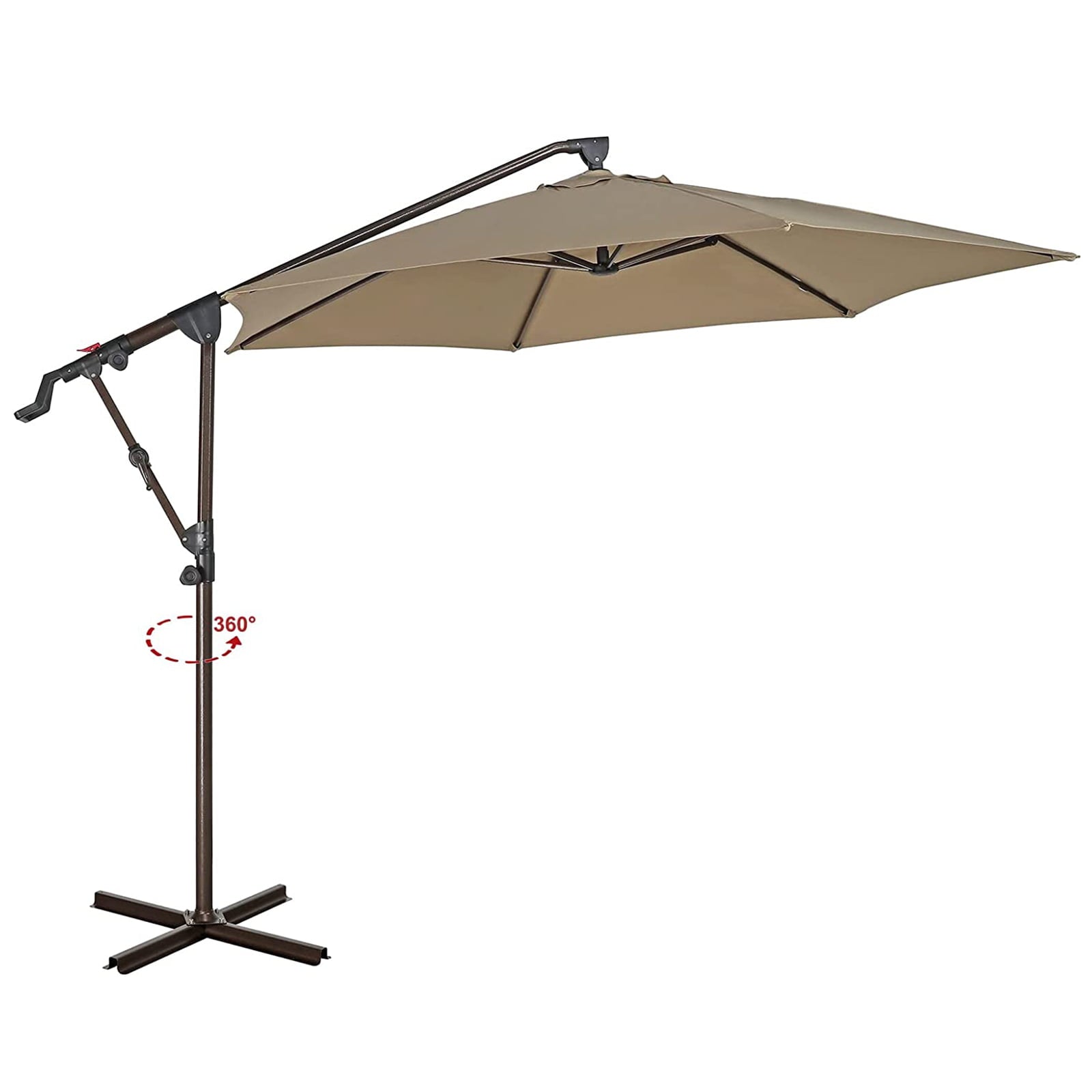 Outdoor Patio Umbrella, 10ft Offset Hanging Patio Umbrella with Aluminum Stand, Outdoor Cantilever Umbrella with 360° Rotation, Crank and Tilt System, Beige