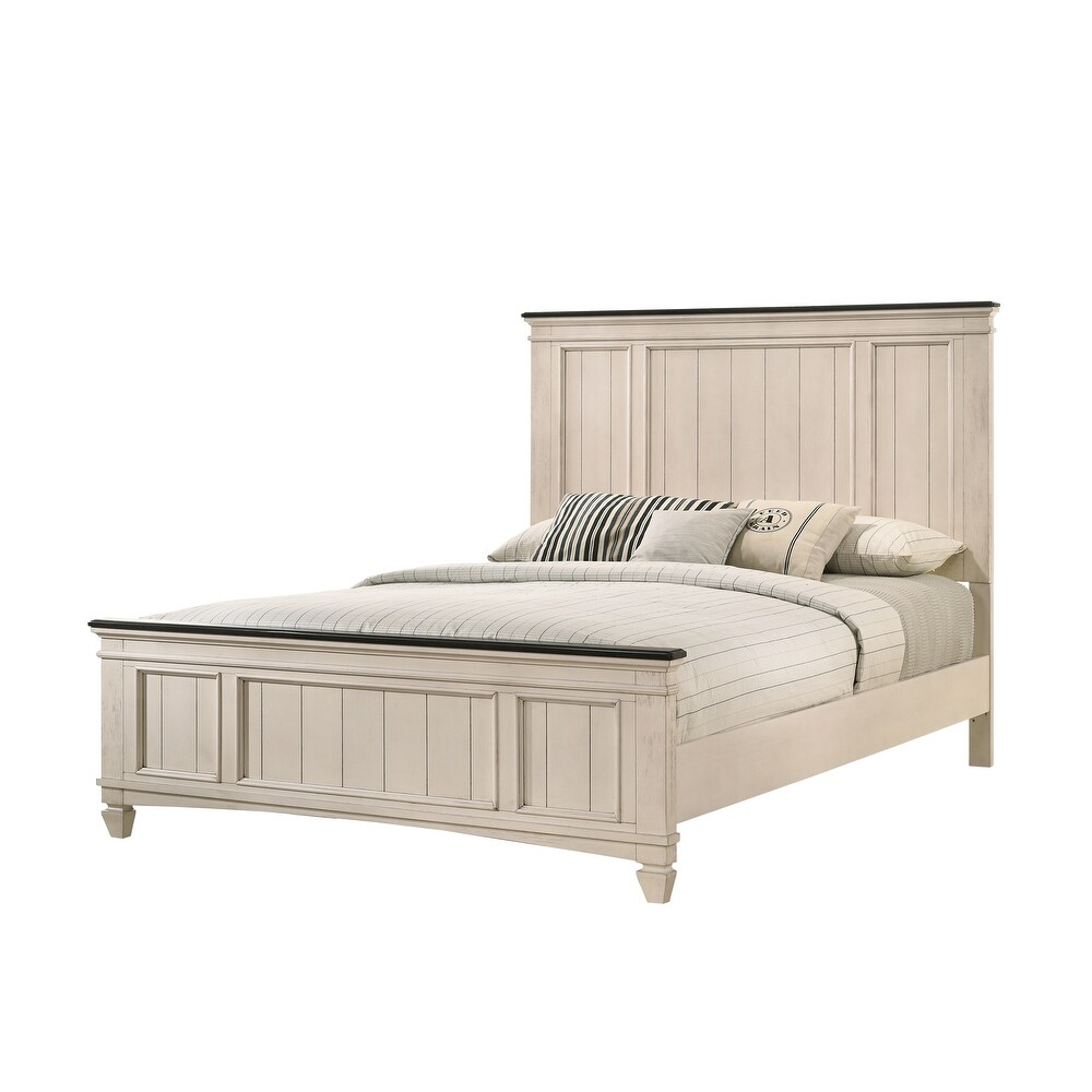 Roseanne 5 Piece Cream Brown Panel Bedroom Set