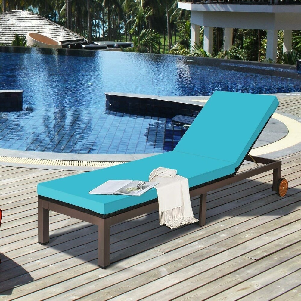 Patio Chaise Lounge Chair Outdoor Rattan Lounger Recliner Chair   81\