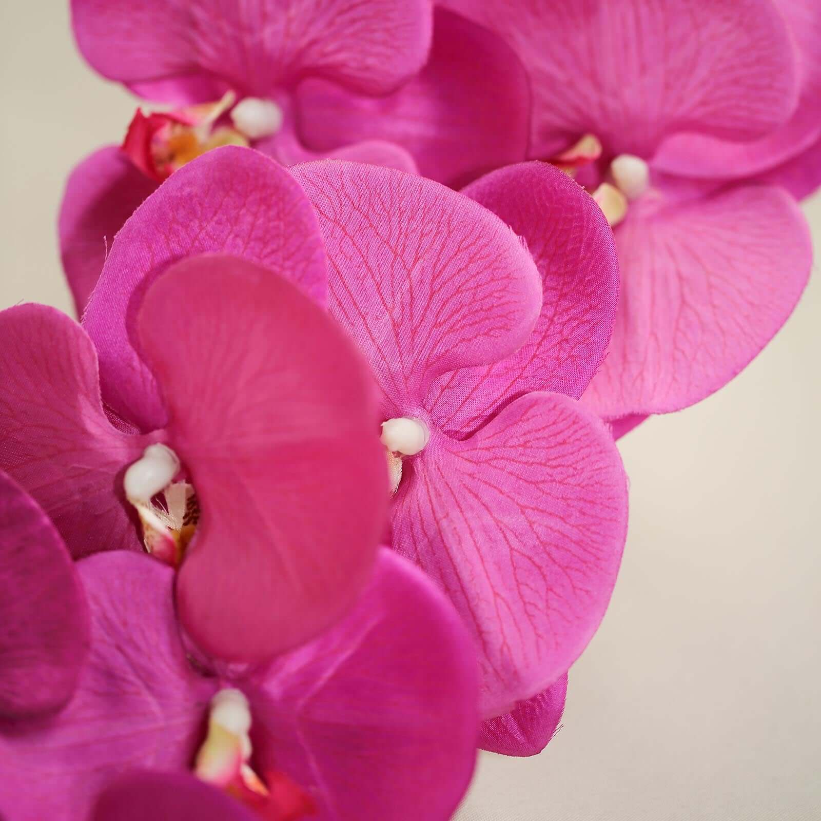 2 Stems Fuchsia Artificial Silk Orchid Flower Bouquets 40