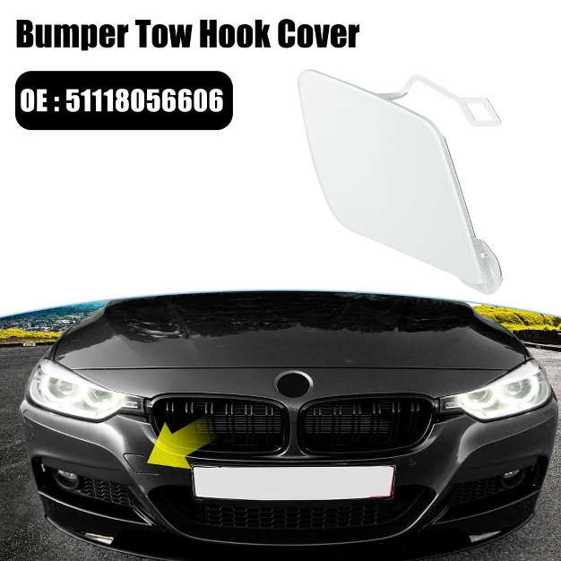 Unique Bargains Car Front Bumper Tow Hook Cover 51118056606 For Bmw 3 Series F30 M sport 2013 2018 Tow Hook Eye Lid Cover Trailer Cap Snow White