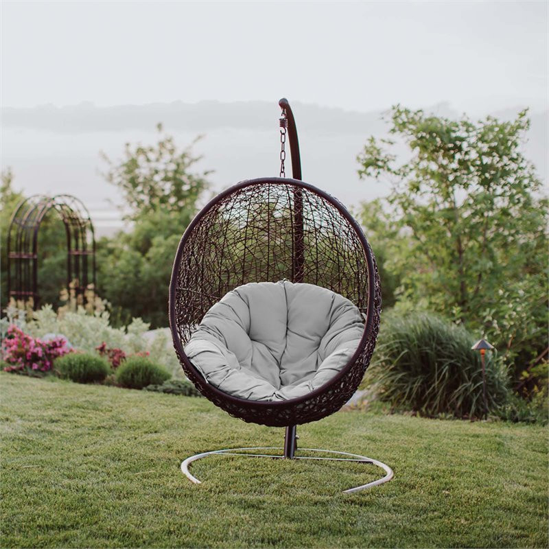 Afuera Living Patio Swing Chair in Gray   Hammocks And Swing Chairs   by Homesquare  Houzz