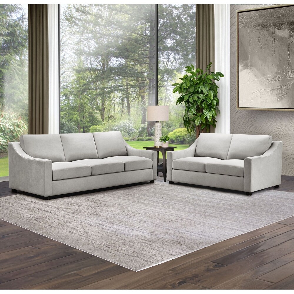 Abbyson Garcelle 2 Piece Stain Resistant Fabric Sofa and Loveseat Set