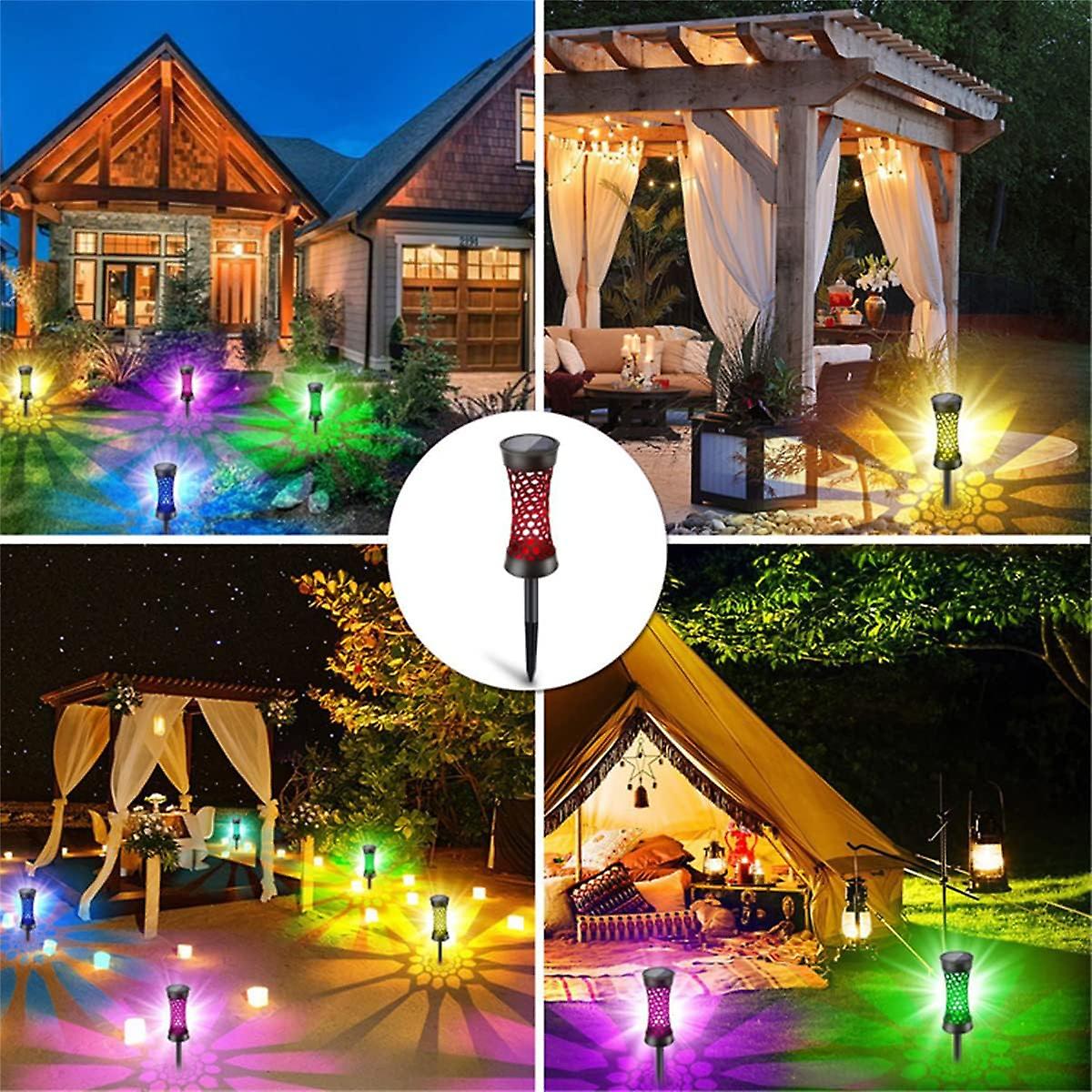 Pack Of 6 Waterproof 7-color Changing Outdoor Rgb Led Lamps For Courtyard， Garden， Lawn， Pathway