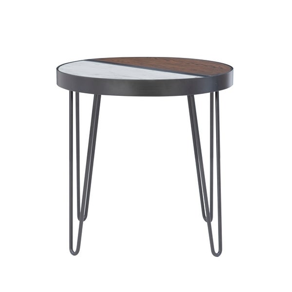 Rolinda Two Toned Side Table with Faux Marble Top