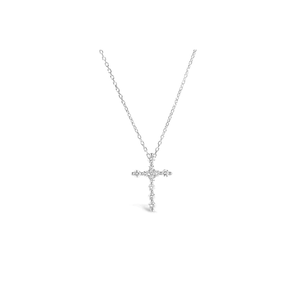 Stia  Charm & Chain Necklace Prong Cross in Silver