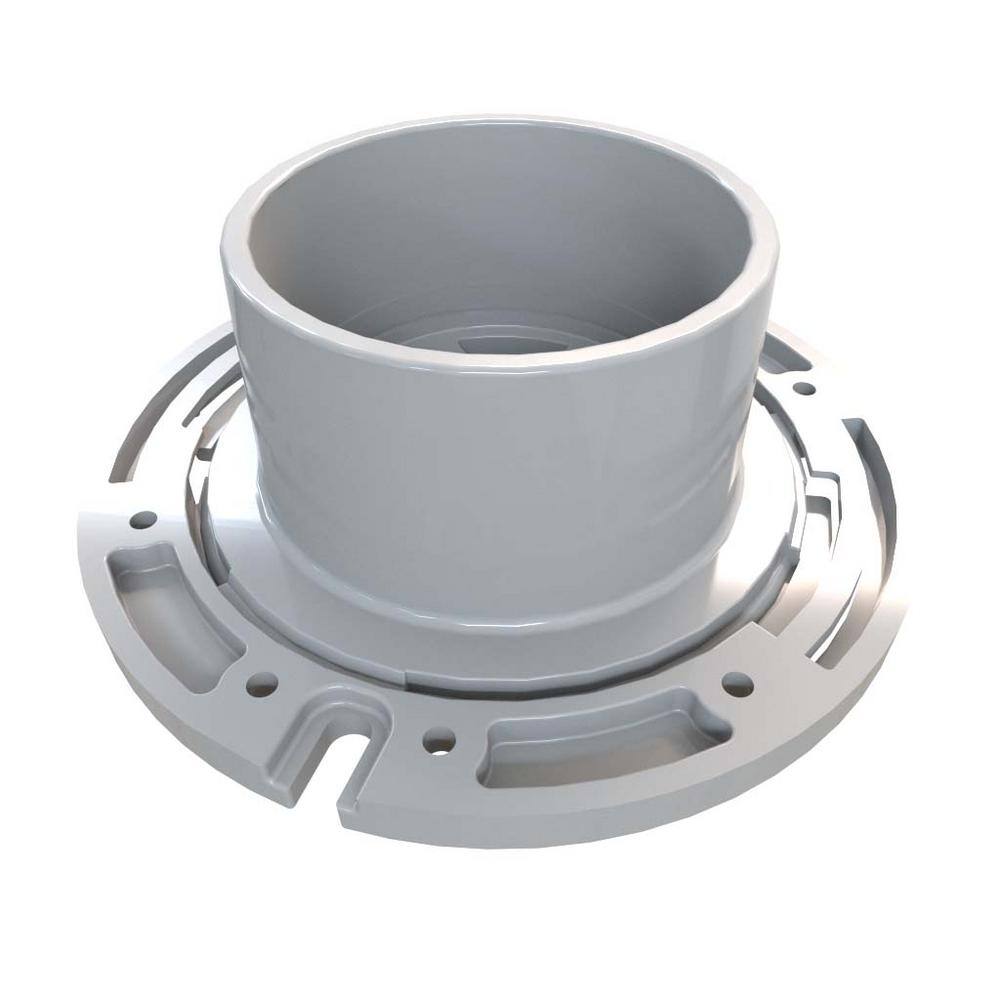 Oatey Fast Set 3 in. Outside Fit or 4 in. Inside Fit PVC Hub Toilet Flange with Test Cap and Plastic Ring 435572