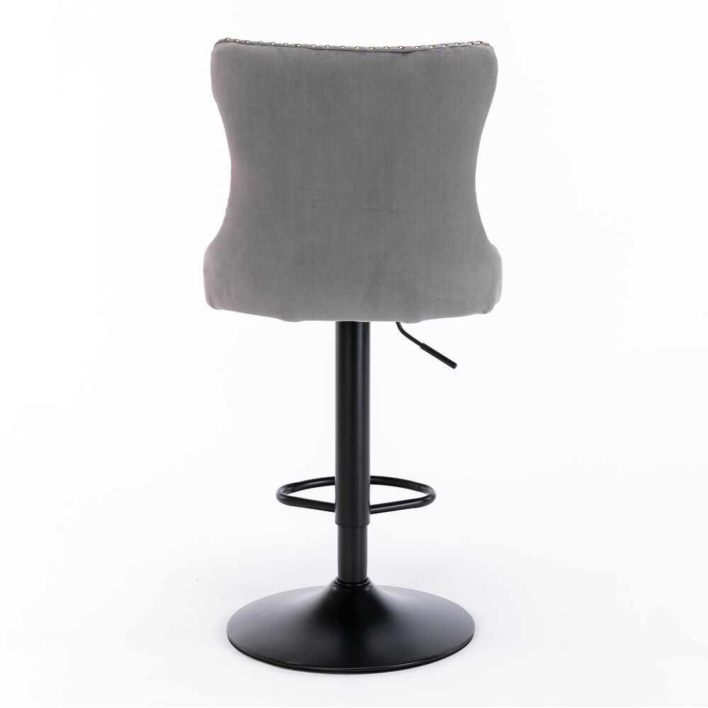 Swivel Velvet Upholstered Barstools Adjusatble Seat Height   N/A