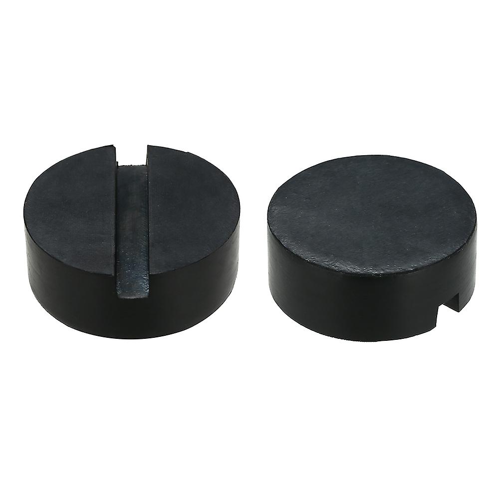 2 Pcs Black Diy Car Suv Slotted Frame Rail Hydraulic Floor Jack Disk Rubber Pad