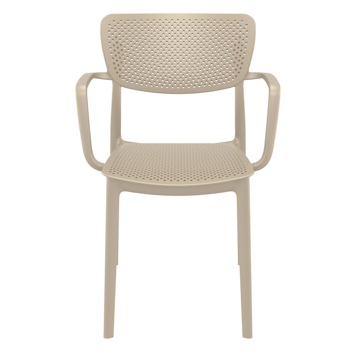 33 Taupe Brown Stackable Patio Dining Arm Chair