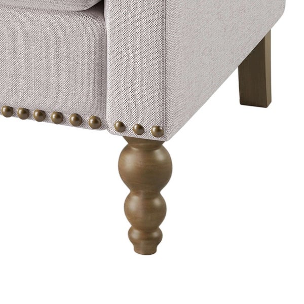 Classic Linen Armchair Accent Chair with Bronze Nailhead Trim