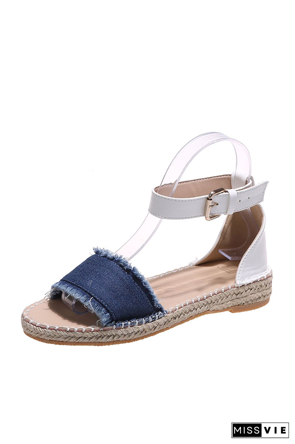 Open Toe One Band Color Block Flat Sandals