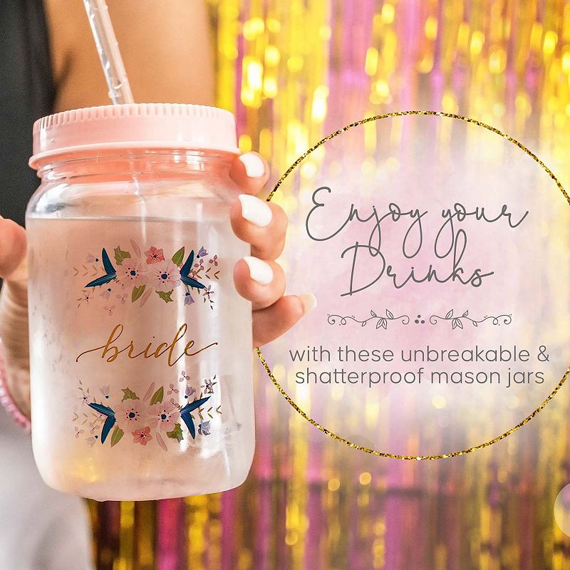 Women's  Plastic Mason Jars for Bachelorette Parties， Weddings， and Bridal Showers (11 piece set)