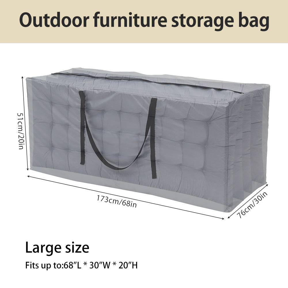 HOTBEST Outdoor Cushion Storage Bag Furniture Cover Garden Waterproof Patio Furniture Cover with Protective Zipper 173 * 76 * 51 cm(Gray)