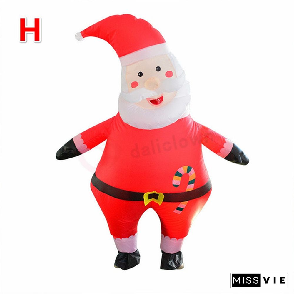 Christmas Inflatable Santa Claus Costumes Adult Kids Snowman Fancy Dress Halloween Carnival Cosplay Outfit Birthday Party Suit