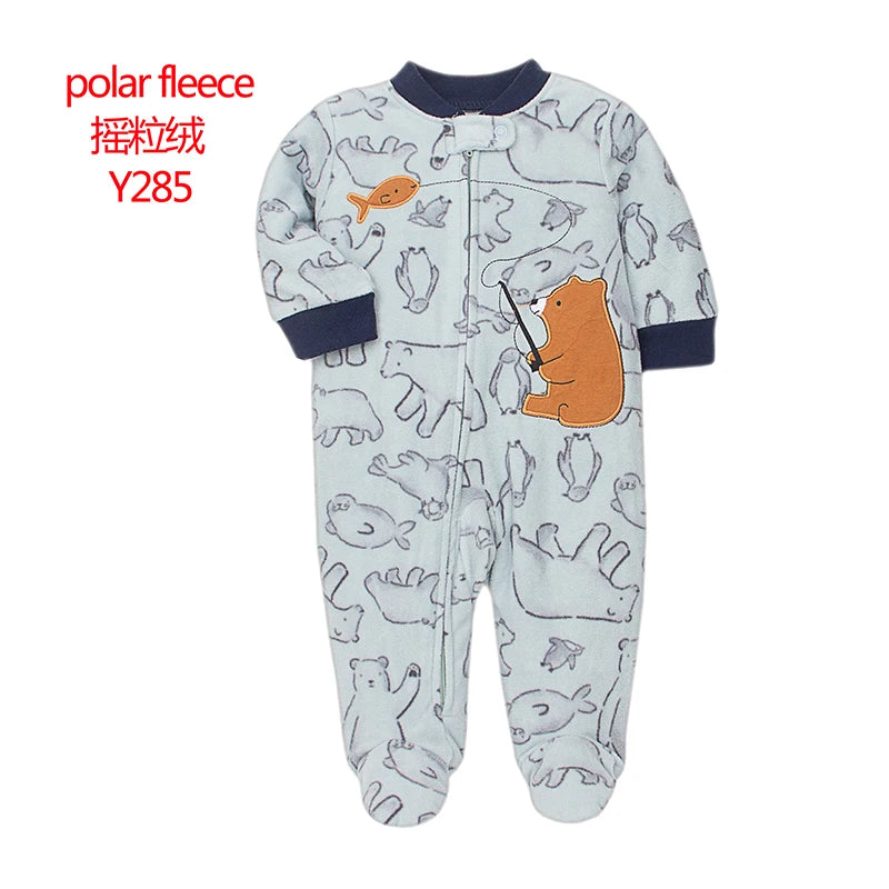 Docinmom 2023 Baby Warm Clothes Fleece Romper Cartoon Fox Unicorn Dinosaur Sleepwear New Born Bebe Clothing Jumpsuit Coverall