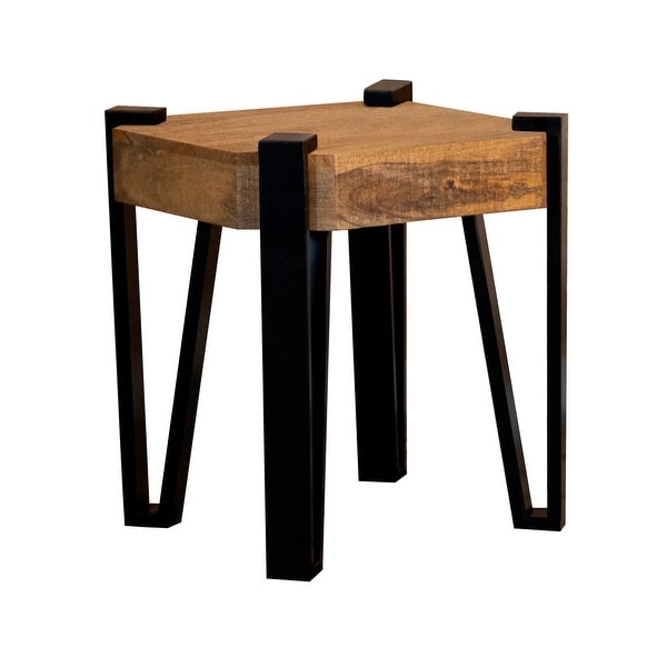 Deedis Natural and Matte Black Wooden Square Top End Table