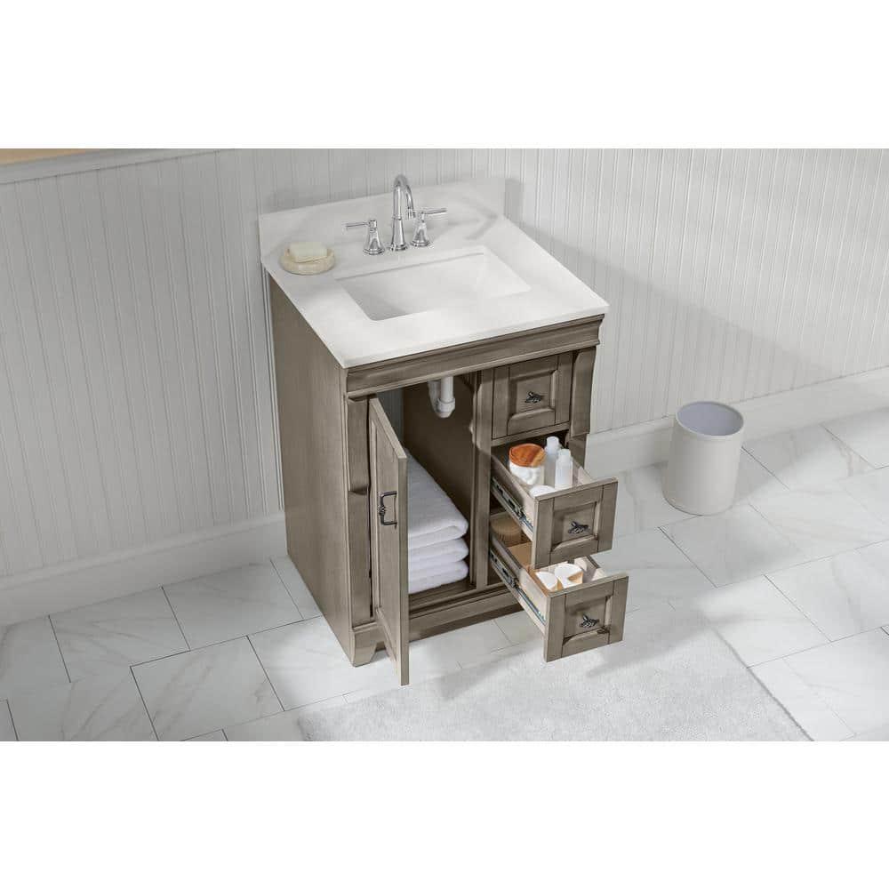 Home Decorators Collection Naples 24 in W x 21 58 in D Bath Vanity Cabinet Only in Distressed Grey