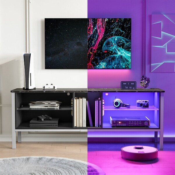 LED Entertainment Center， 65 inch Gaming TV Stand for 70 inch TV