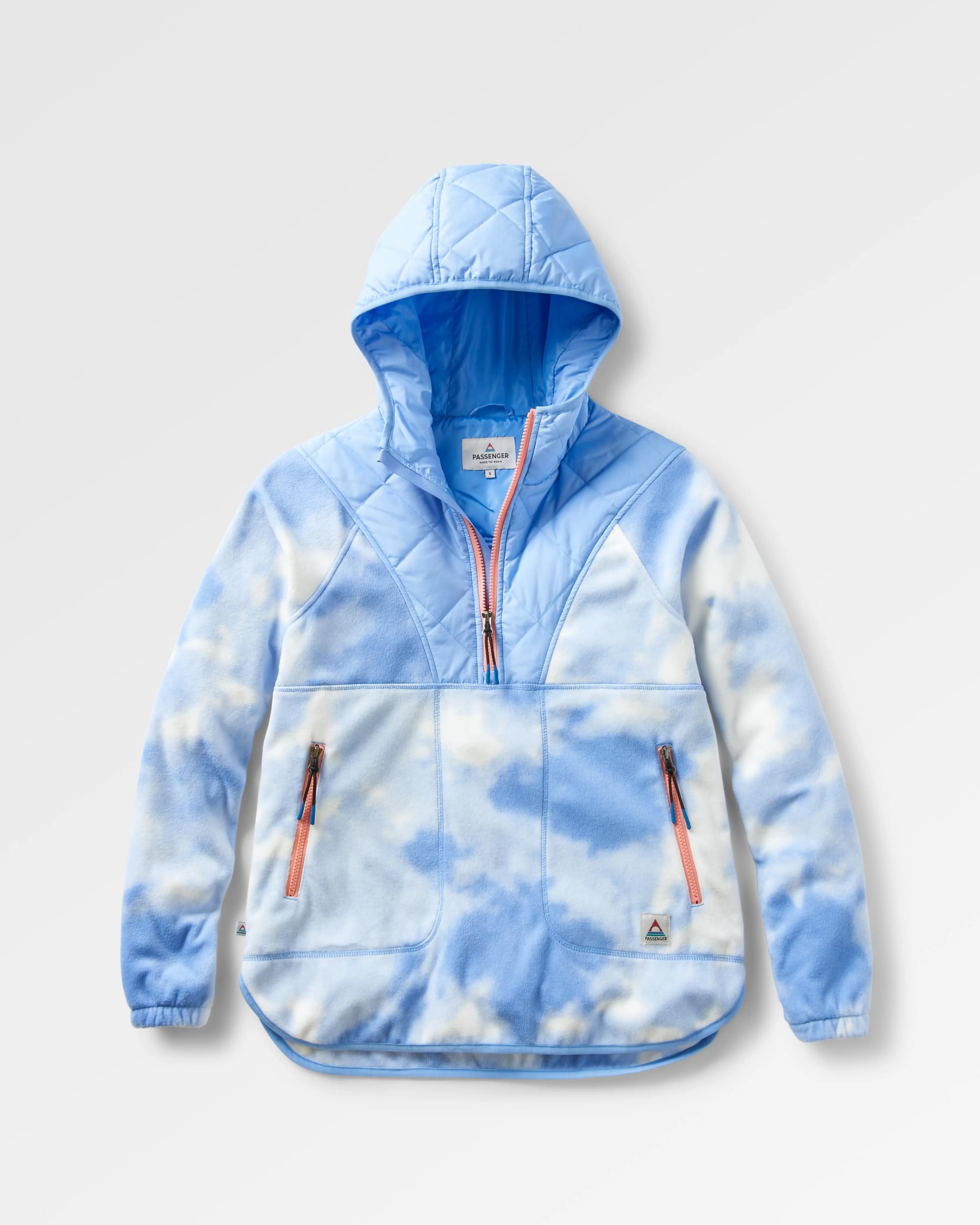 Juana Recycled Polar Hooded Fleece - Tie Dye Cornflower