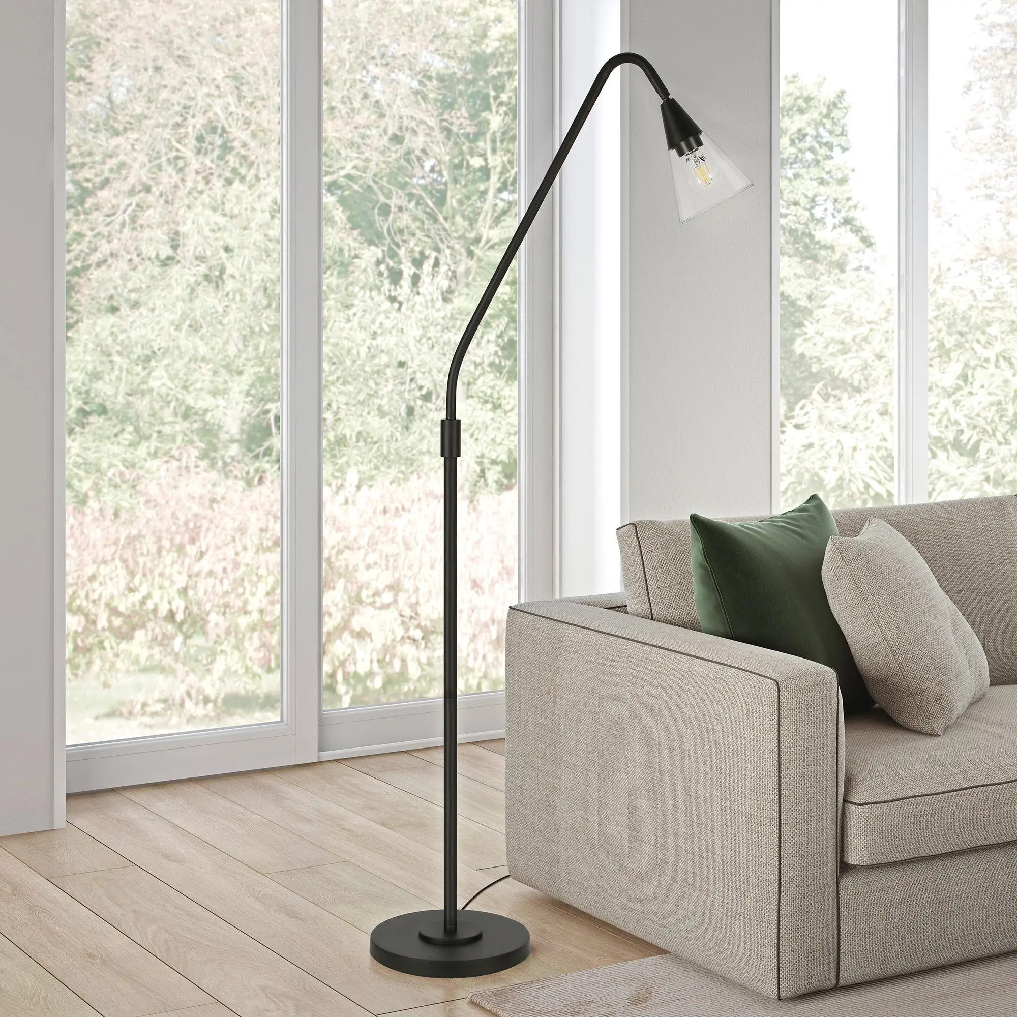 Challice Blackened Bronze Arc Floor Lamp