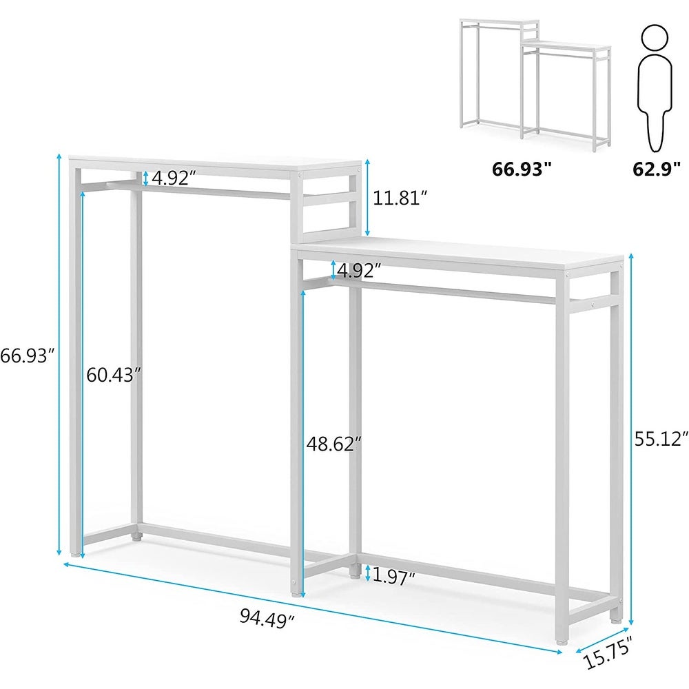 Heavy Duty Metal Clothes Garment Racks with Storage Shelves and Double Hanging Rod,Free Standing Closet Organizer