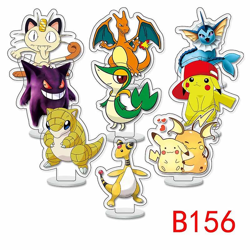 9pcs/set Anime Acrylic Stand Model Cartoon Figure Decoration Action Plate Toys，glow Green