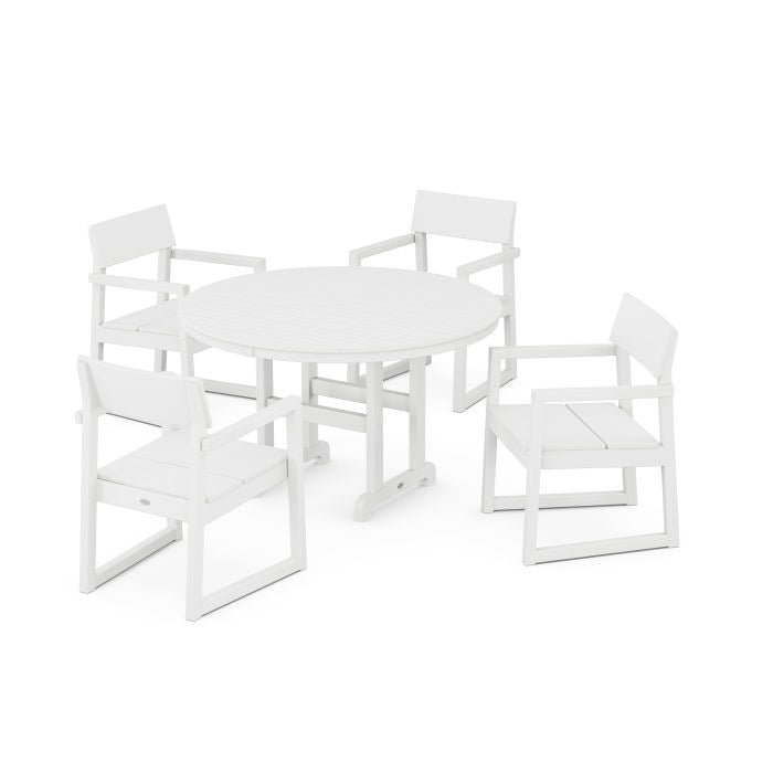 Polywood EDGE 5-Piece Round Farmhouse Dining Set PWS1359-1