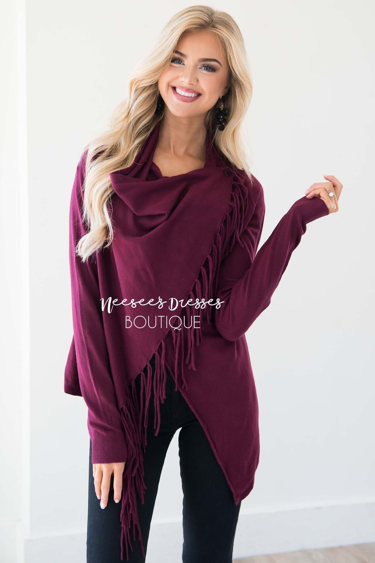 New Stories Fringe Wrap Sweater