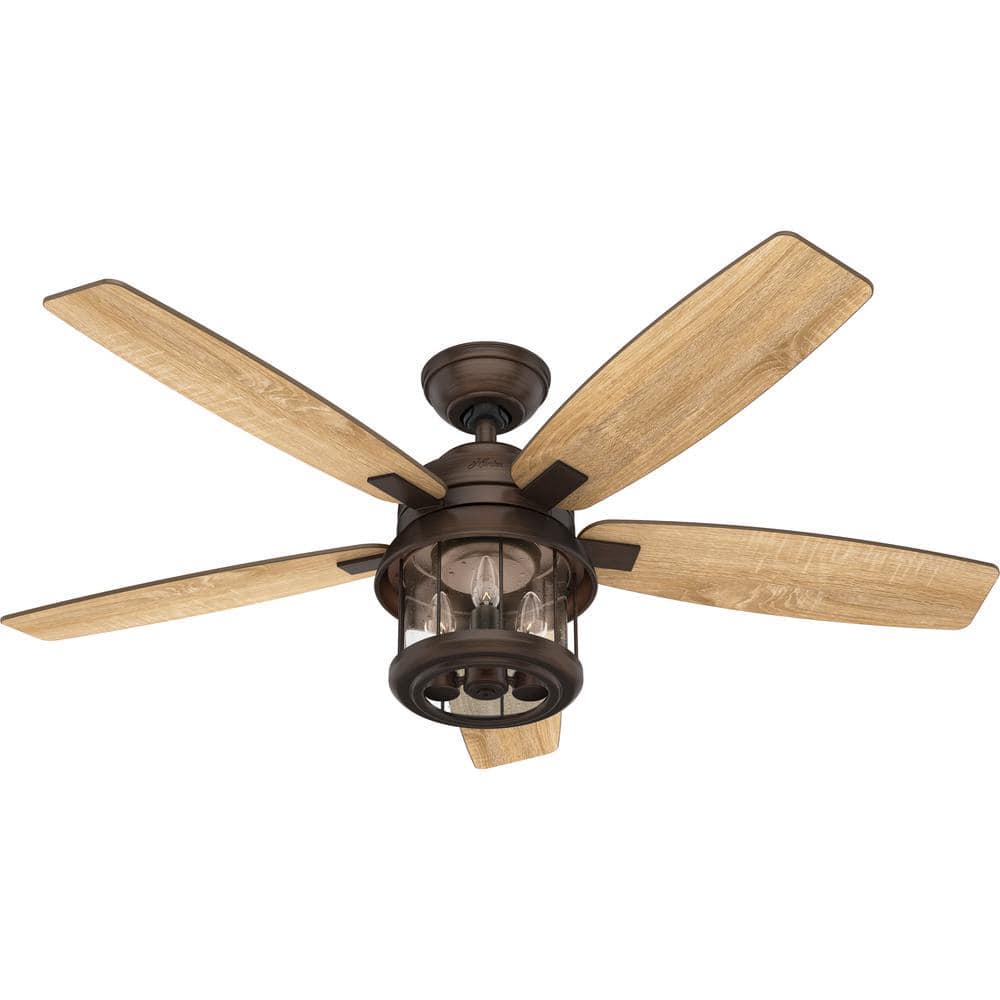 Hunter Coral Bay 52 in IndoorOutdoor Weathered Copper Ceiling Fan with Remote and Light Kit