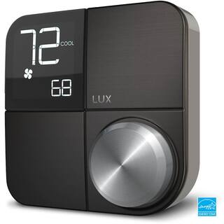 Lux Kono Smart Wi-Fi Thermostat with Interchangeable Black Stainless Steel Faceplate KN-S-MG1-B04